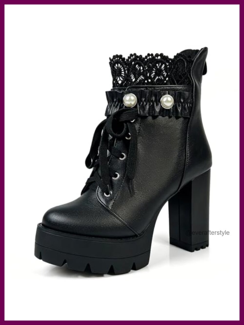 Platform Ankle Booties Chunky Heel Lace Up Zipper Gothic Boots